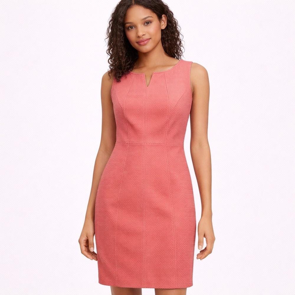Talbots Sleeveless Textured Sheath Dress Coral Pink Size 4